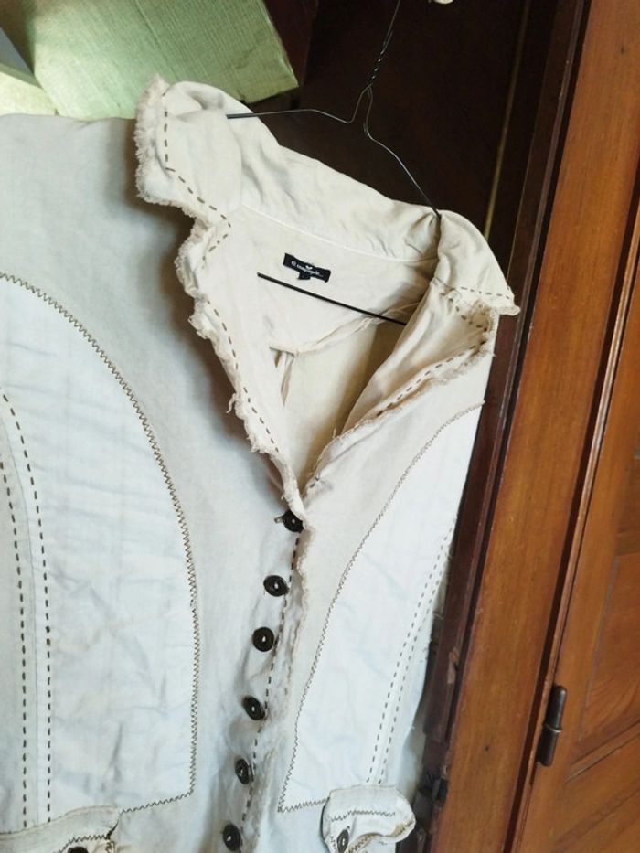 Veste beige patchwork vintage y2k L/40 blazer - photo numéro 6