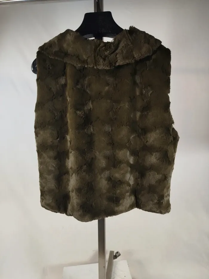 Gilet fausse fourrure Vert kaki Femme XL - photo numéro 2
