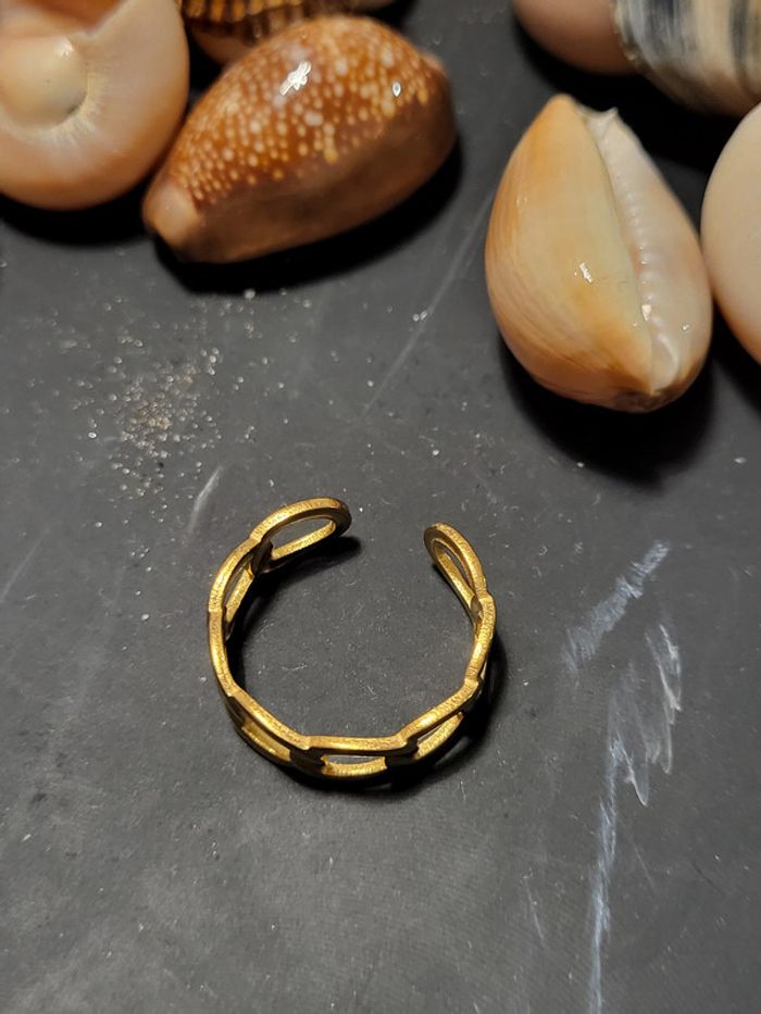 Bague ouverte tour chaîne Acier inoxydable dorée - photo numéro 3