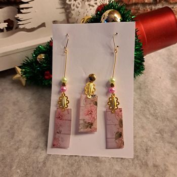 Boucles d'oreilles pendante avec pendentif assortie