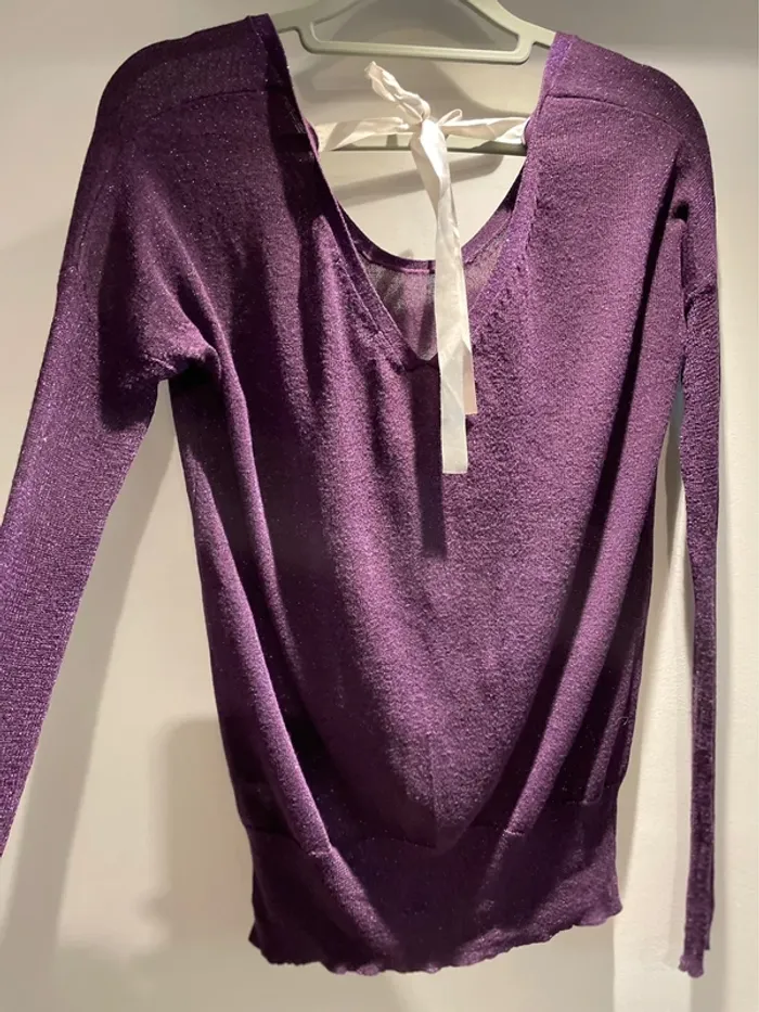 Jolie pull violet à paillettes Mim taille S - 36 - photo numéro 6