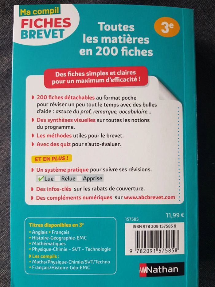 Livre Fiches Brevet Nathan Neuf - photo numéro 6