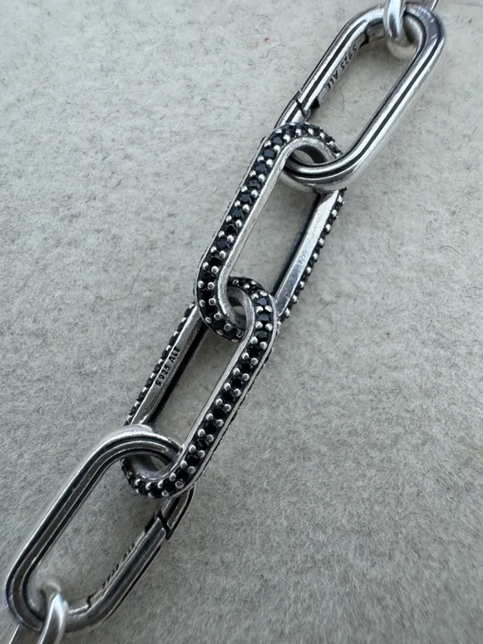 Bracelet Pandora Authentique Link ME Petits Maillons Argent + 2 Links Strass Noir - photo numéro 3
