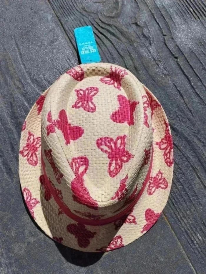 🦋 Chapeau Osier Moulé Papillon – Taille 54 cm – Neuf avec Étiquette 🦋