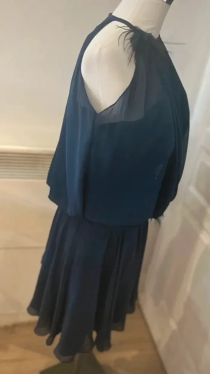 Mademoiselle amour, robe cérémonie habillée chic voile bleu taille 36 - photo numéro 5
