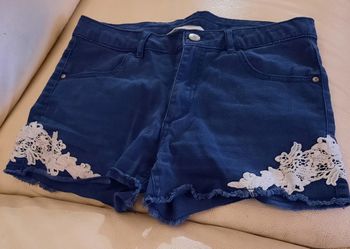 Short en jeans avec dentelle
