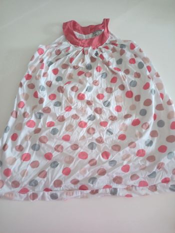 Robe été blanche pois ton corail Verbaudet 12 ans tbe