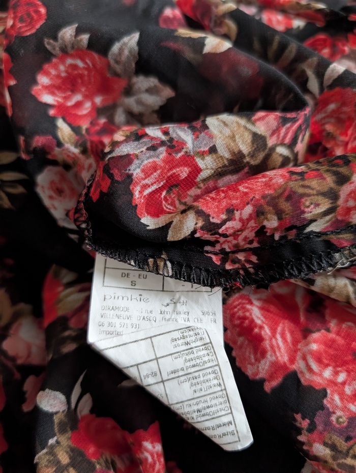 Chemisier noir et rouge fleuri chic  pimkie 36 - photo numéro 6