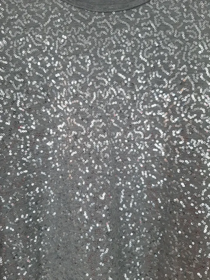 haut pailleté gris clair manche unie - photo numéro 3