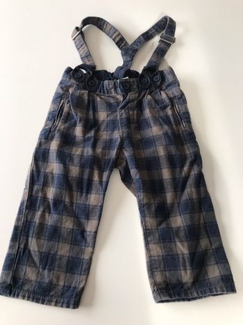 Pantalon bébé à carreaux et bretelles 6 mois