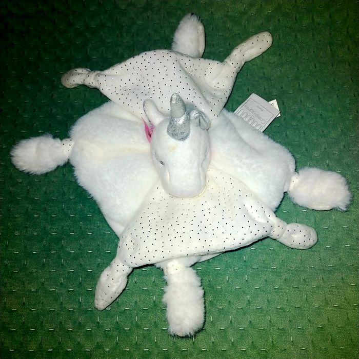 Doudou et compagnie licorne blanche et argent