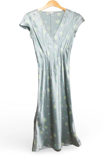 Robe longue bleu gris perlé 100%Soie Silk Hartford Taille 36