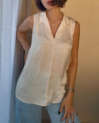 Blouse sans manches Monoprix beige rosé 36 parfait état