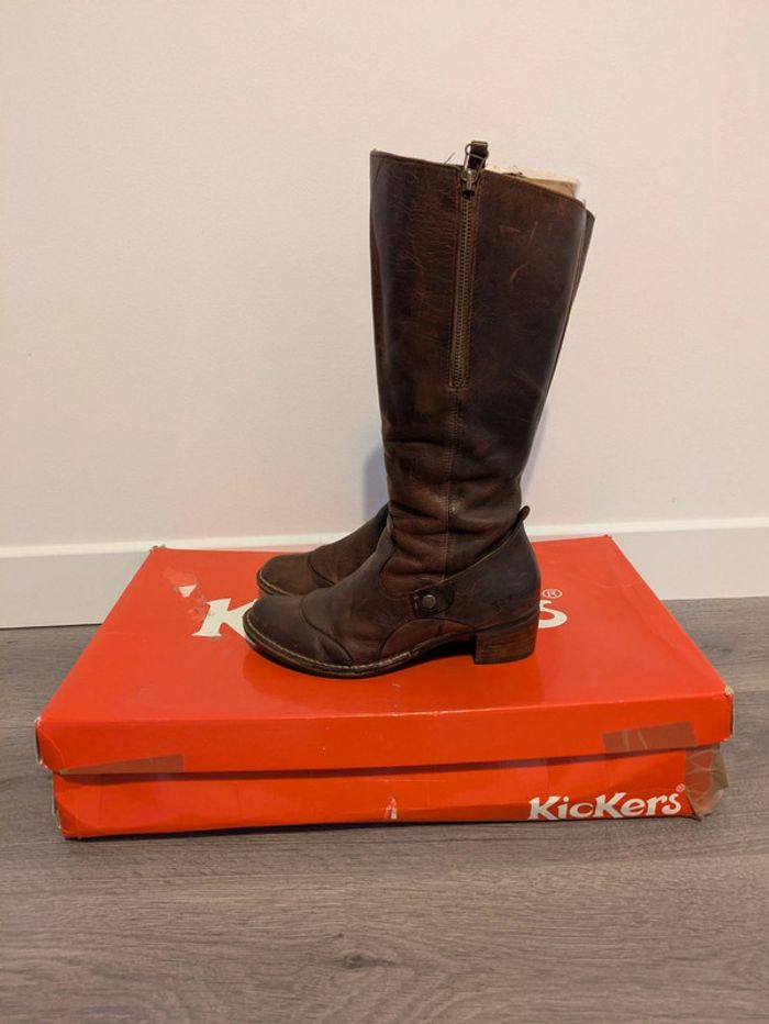 Bottes kickers Natiki cuir marron taille 38 - photo numéro 3