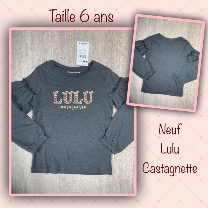 T-shirt ML avec inscription brodée - taille 6 ans - neuf
