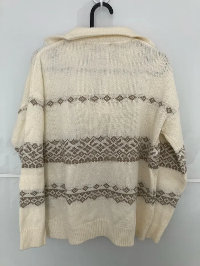 Pull motif hiver crème et beige - photo numéro 5