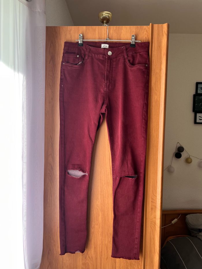 Jean skinny taille haute bordeaux Pimkie taille S-36