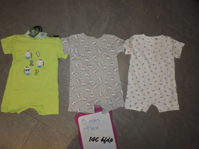 3 combinaisons tex taille 9 mois neuf