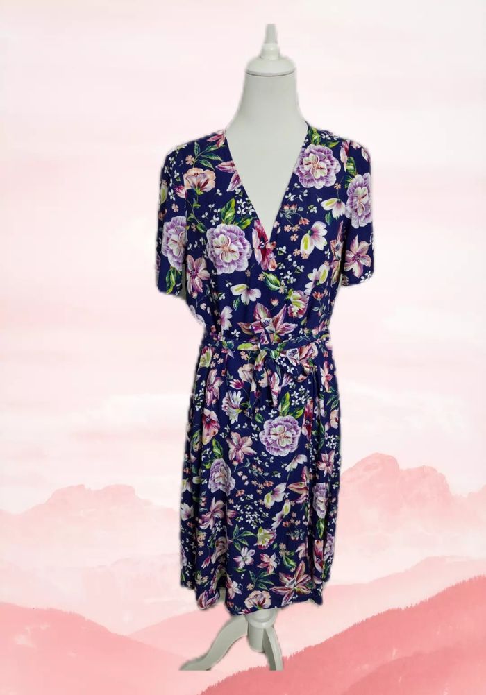 Robe longue portefeuille fleurie,  Promod, taille 40 - photo numéro 3