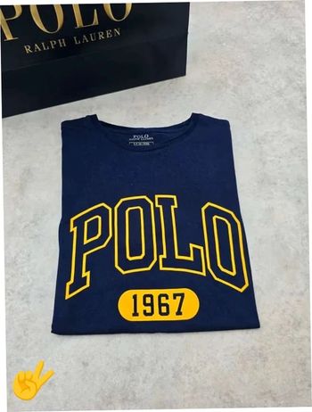 T-shirt Ralph Lauren S coupe col rond bleu Homme Men tee20b