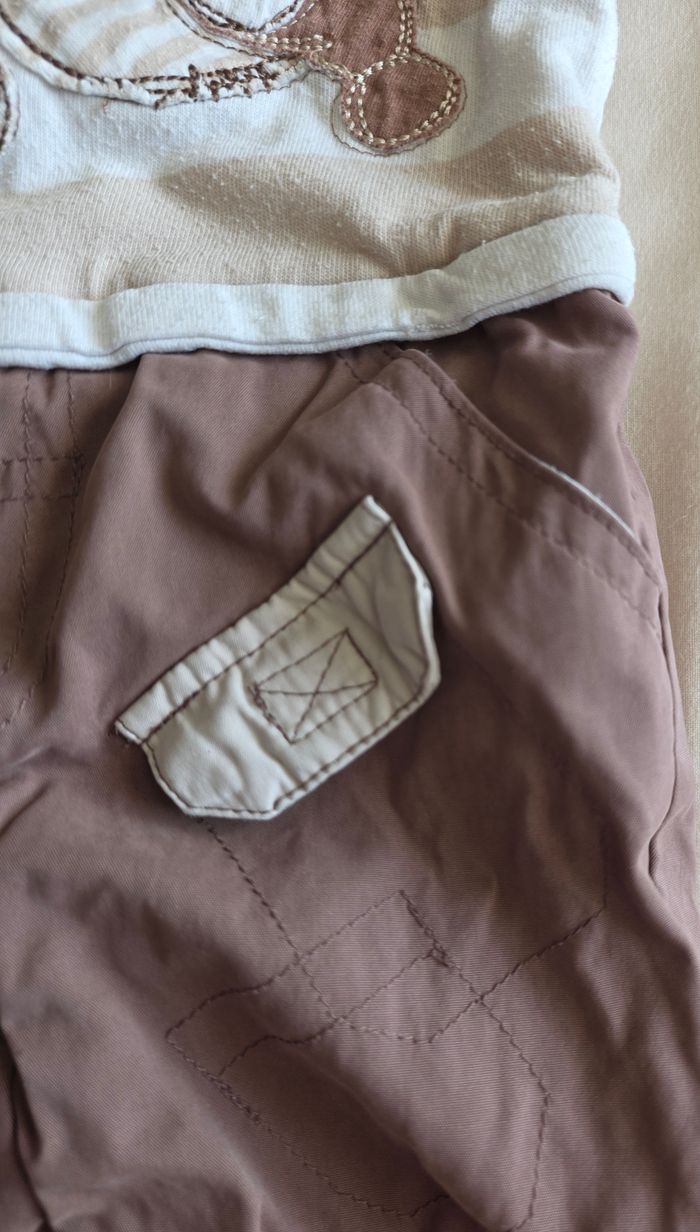 Petit Kimbaloo Combinaison Coton Marron Beige Très bon état 3 mois - photo numéro 4