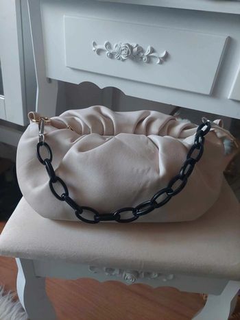 Sac à main plissé simili cuir beige BE 👜