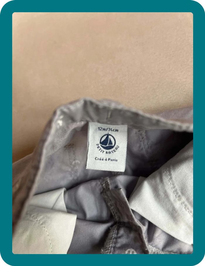 Pantalon en twill neuf coton imprimé ancres 12 mois - Petit Bateau - photo numéro 7