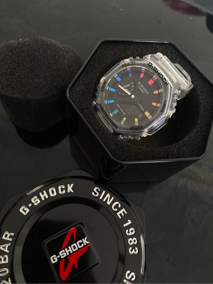 Montre G Shock transparente noire multicolore