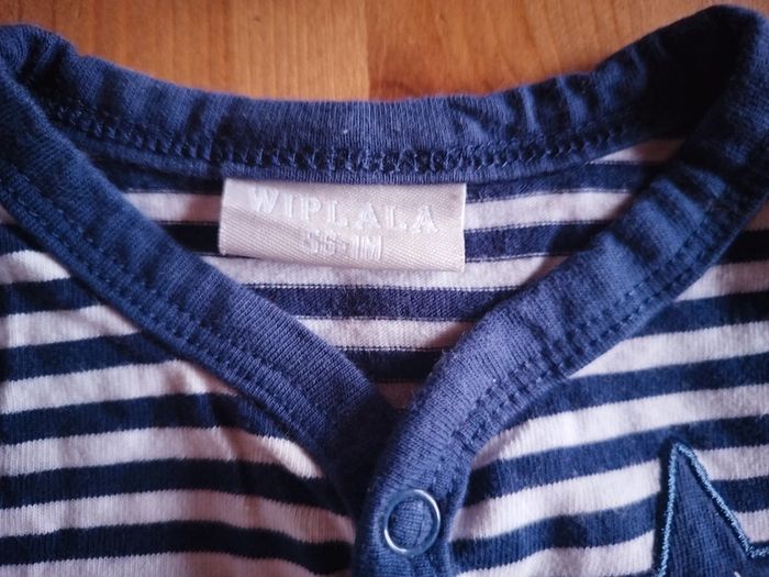 Pyjama bébé rayé bleu et blanc taille 1 mois - photo numéro 3