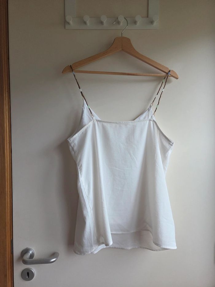 Débardeur blanc avec bretelles perlées - Cerise Blue taille L - photo numéro 6