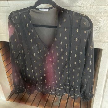 Blouse noire motifs doré