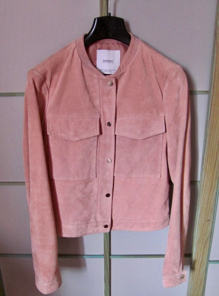 blouson daim rose pale "MANGO"