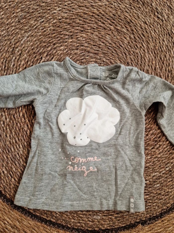 Joli tee-shirt manches longues DPAM taille 3 mois - photo numéro 3