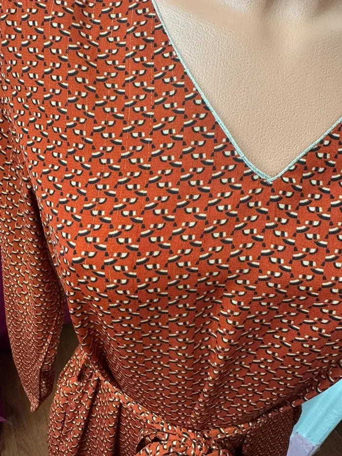 Robe orange à motifs By One taille S/M - photo numéro 2