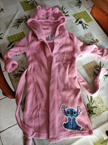 Peignoir fille rose Stitch