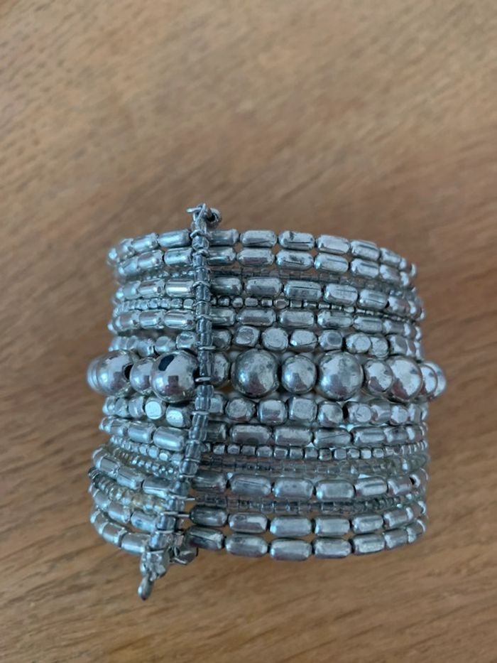 Bracelet multi-rangs argenté - photo numéro 5