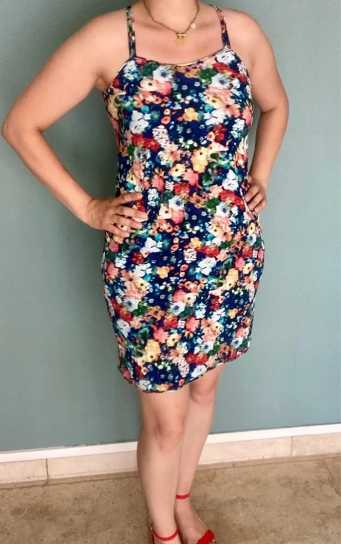 Robe Bleue Fleurie Promod à Poches 36 - photo numéro 2