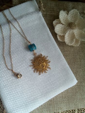 Collier soleil bohème et pierre d'apatite naturelle