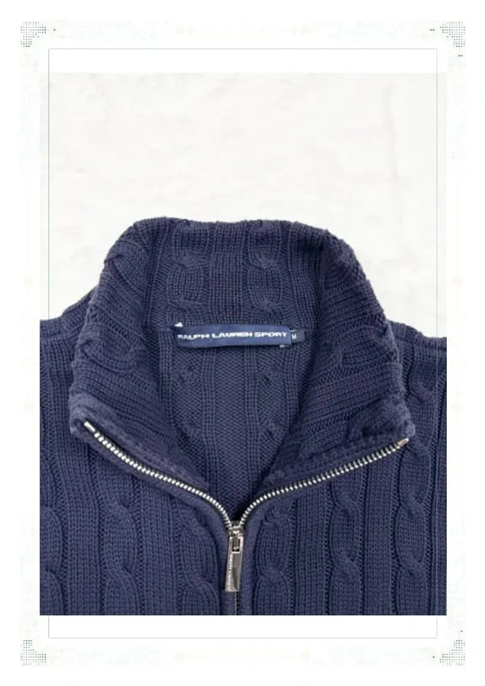 Ralph Lauren veste zippé torsadé bleu marine femme taille M coton - photo numéro 7