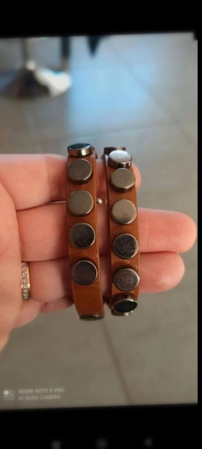 Bracelet pression camel clous gris - photo numéro 5