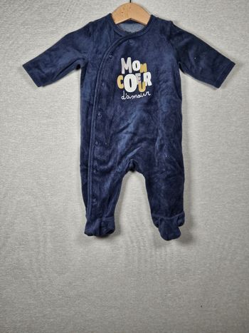 Pyjama velours bleu marine gémo 3 mois 