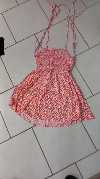 Robe été fleurie xxs orange et blanche tbe