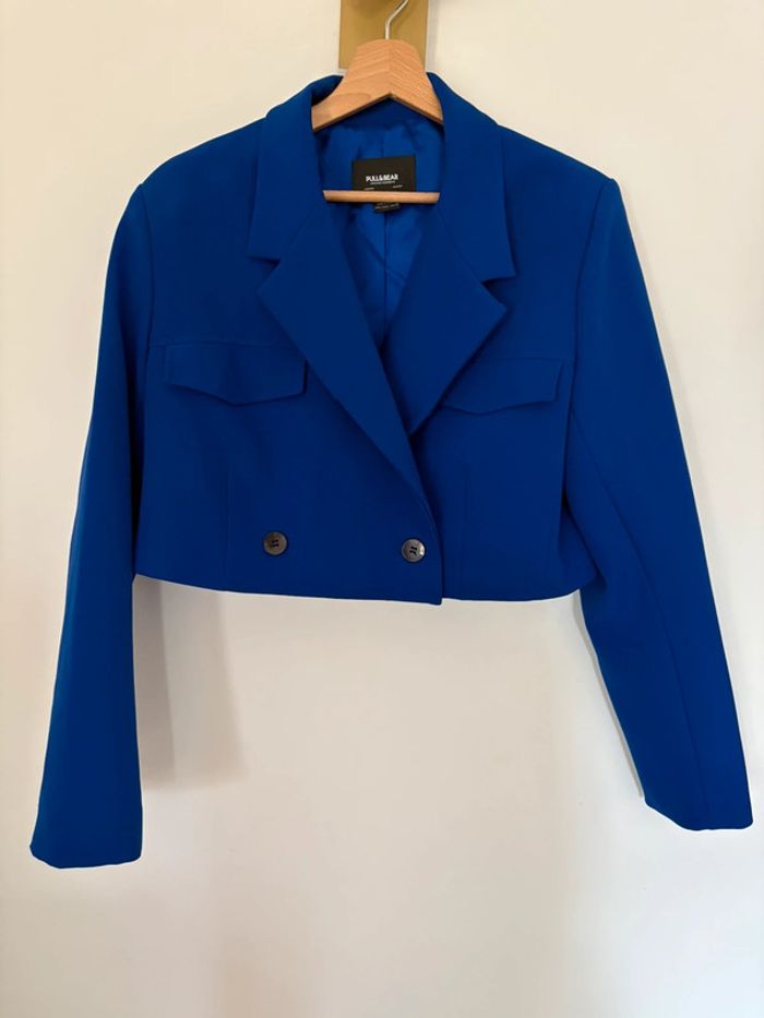 Blazer court bleu roi