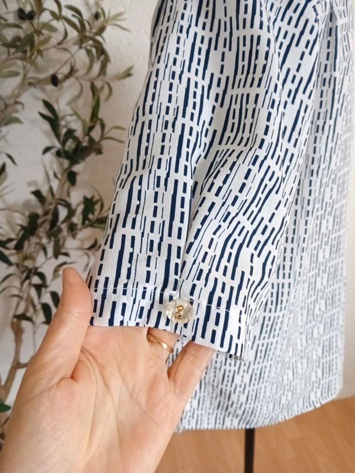 Chemisier vintage blanc et marine – Taille L - Très bon état - photo numéro 6