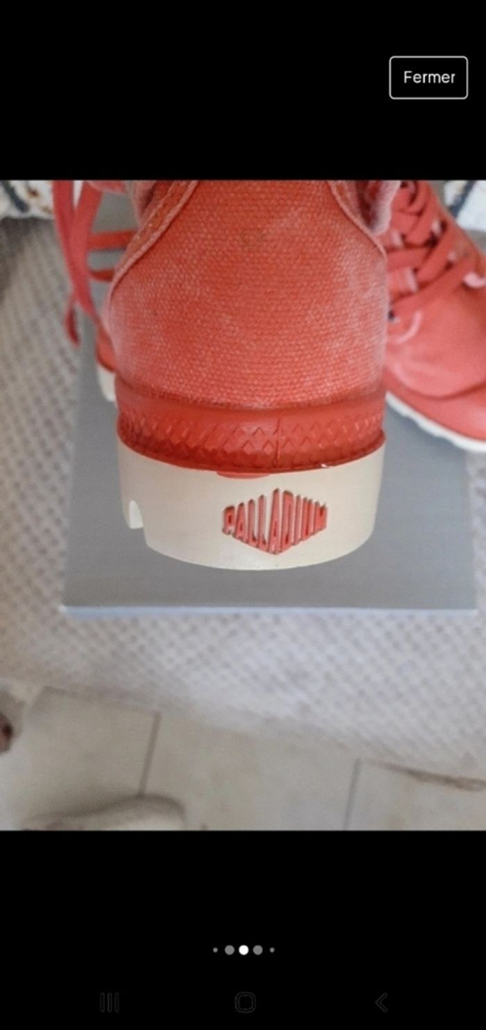 Jolies palladium baskets hautes p 37 rouge beige delaves - photo numéro 5