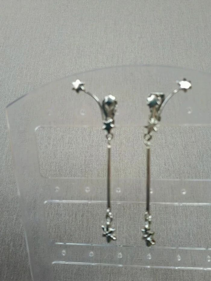 Boucles d'oreilles clips argenté étoiles - photo numéro 2