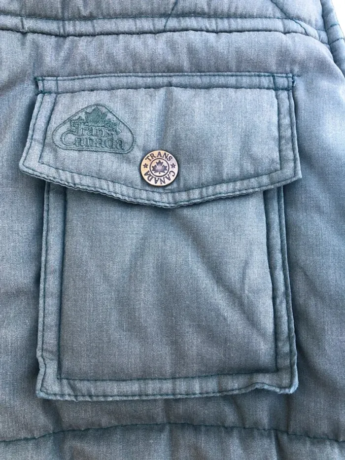 Trans Canada Explorer Vintage Vest Puffer Mens Medium Kaki and inside plaid - photo numéro 2