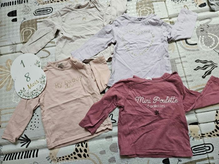 Lot 4 hauts manches 18 mois