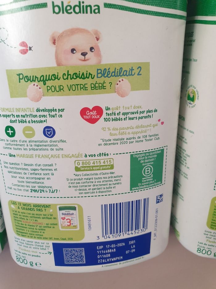 Boite de lait lot de 3 bledilait 2eme age neuve - photo numéro 4