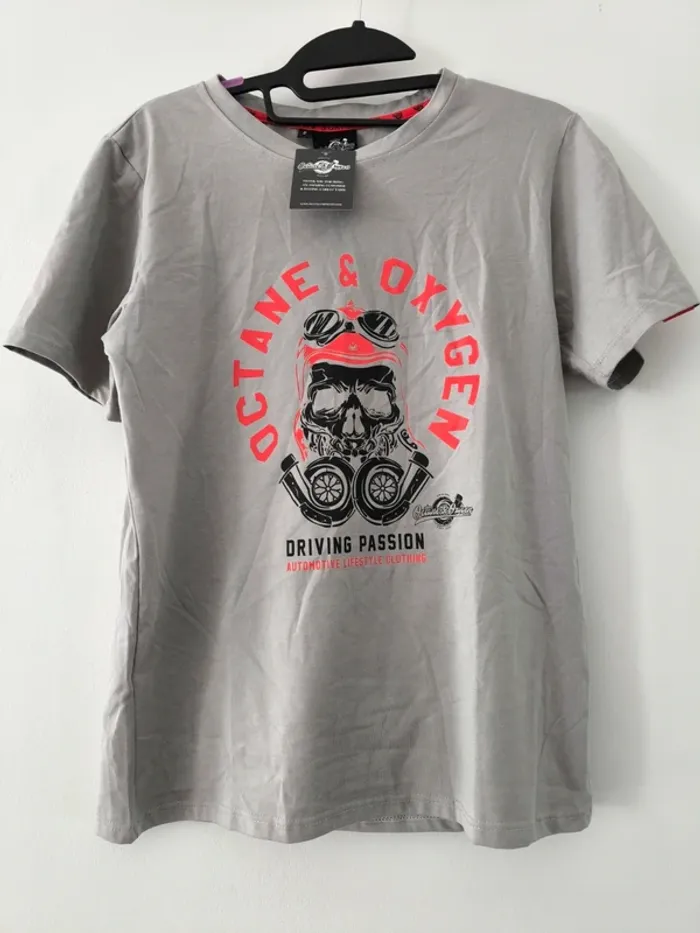 T-shirt gris Octane & Oxygen – Taille S – Neuf avec étiquette